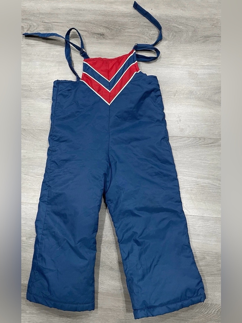 SEARS Kids Blue Red Snow Bibs Overalls Ski Pants Size 5 Retro Winter Vintage
